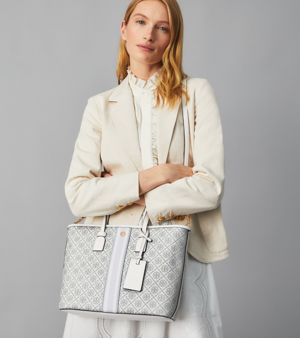 Tory Burch T Monogram Coated Canvas Small Tote Bag – Luxe Paradise