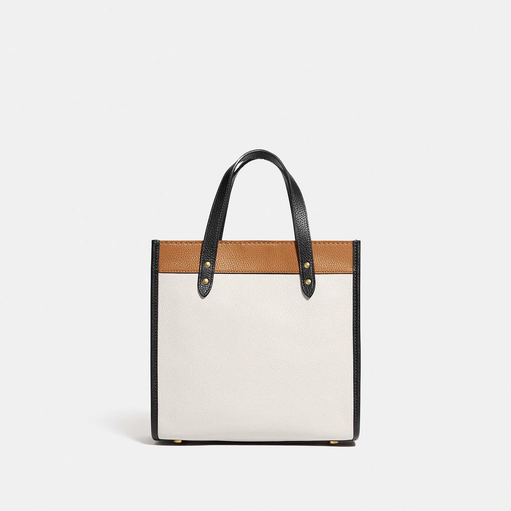 COACH Signature Logo Colorblock Leather Badge Field Tote Bag