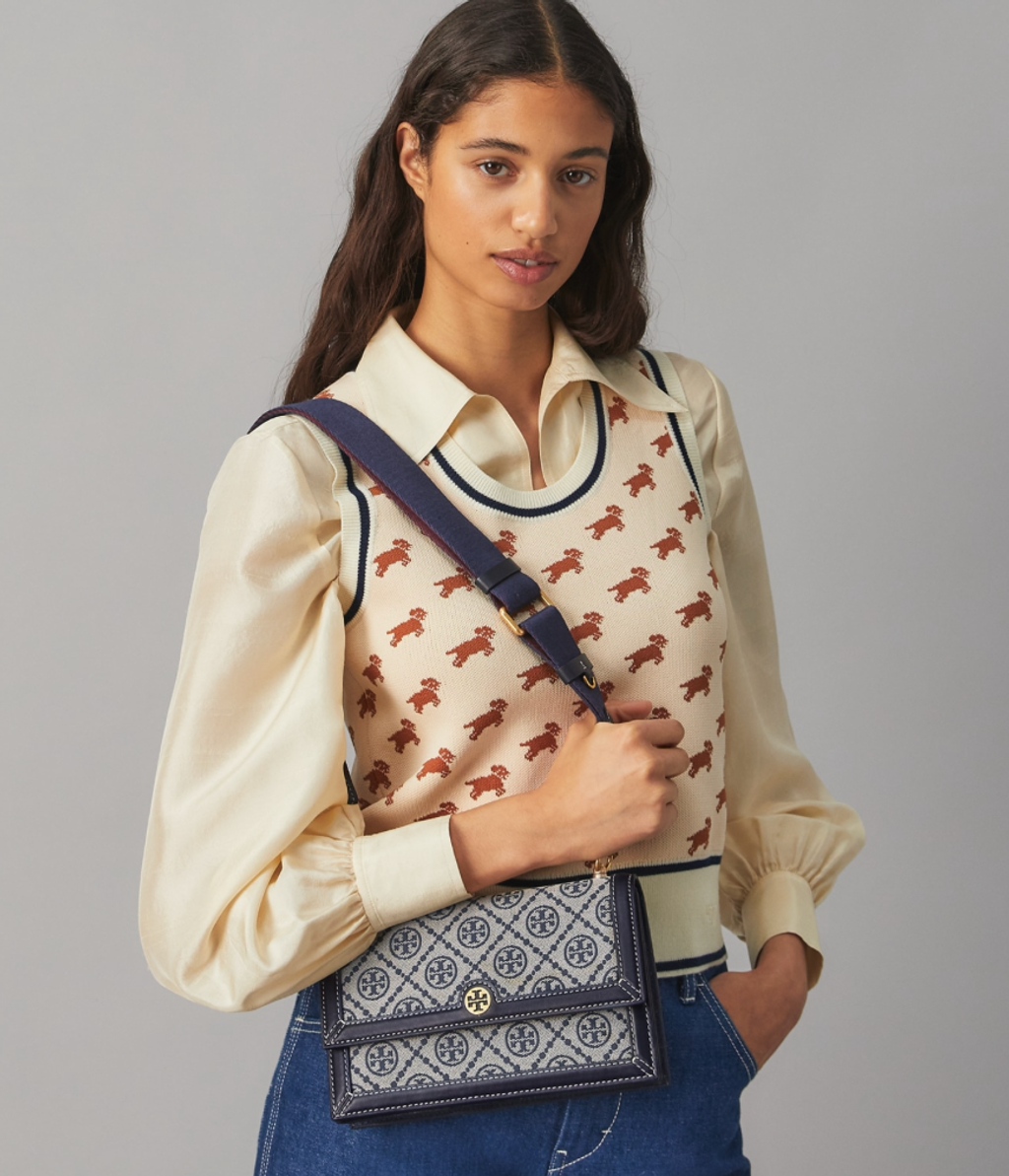 Tory Burch 't Monogram Jacquard Mini' Shoulder Bag in Natural