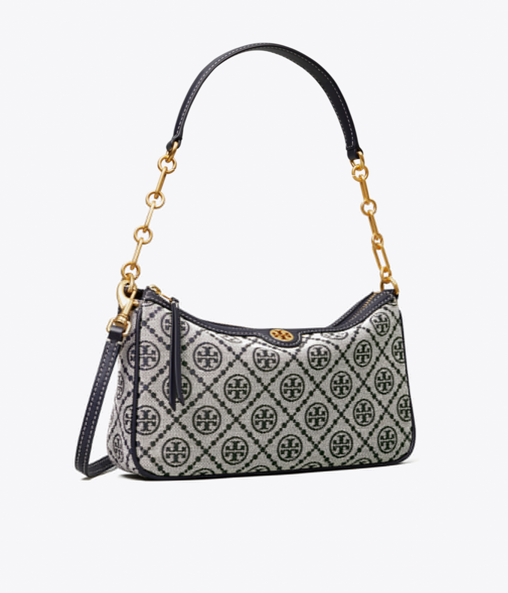 7839 TORY BURCH T Monogram Jacquard Shoulder Bag GOLDFINCH