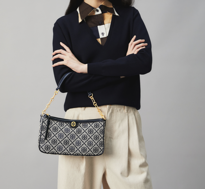 tory burch t monogram jacquard shoulder bag