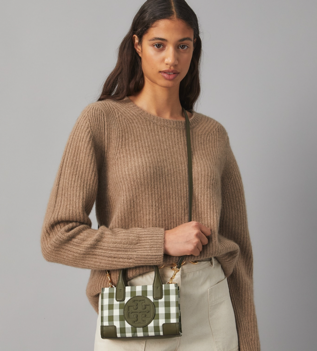 Tory Burch Gingham Micro Tote – Luxe Paradise Tory Burch Gingham Micro Tote – Luxe Paradise