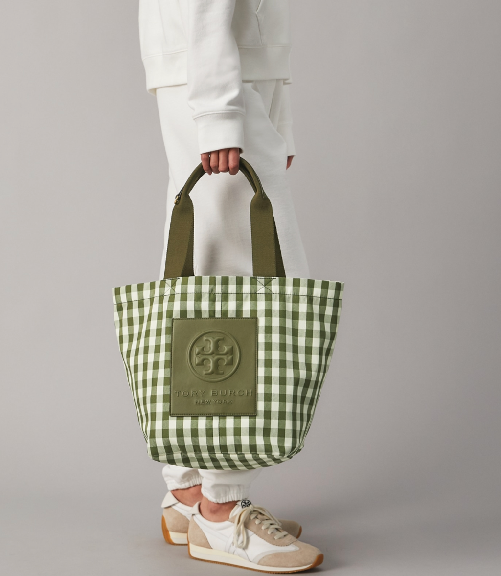 Tory Burch Piper Gingham Small Square Tote Bag