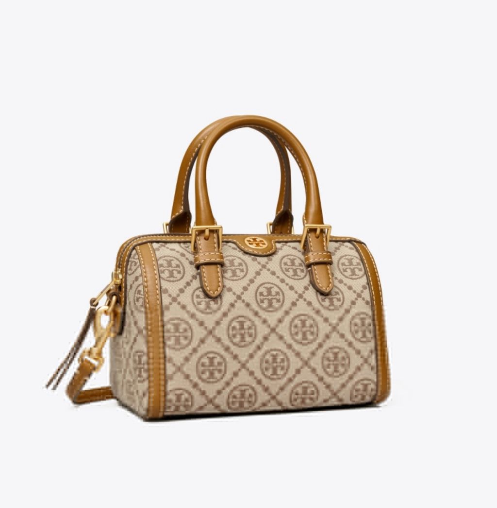  Tory Burch Women's T Monogram Jacquard Tote, Hazelnut