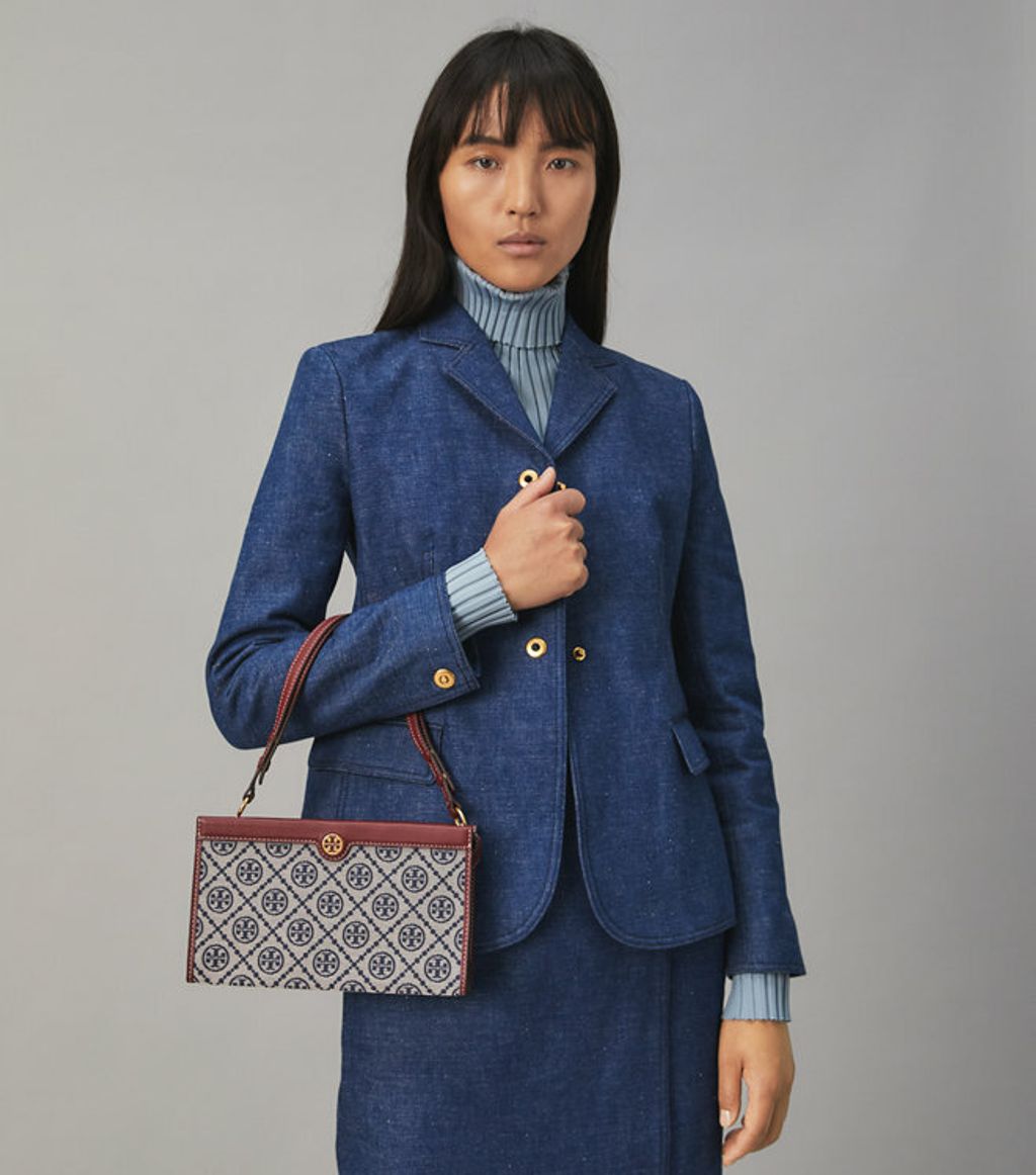 Tory Burch T Monogram Jacquard Mini Pouchette – Luxe Paradise Tory Burch T Monogram Jacquard Mini Pouchette – Luxe Paradise