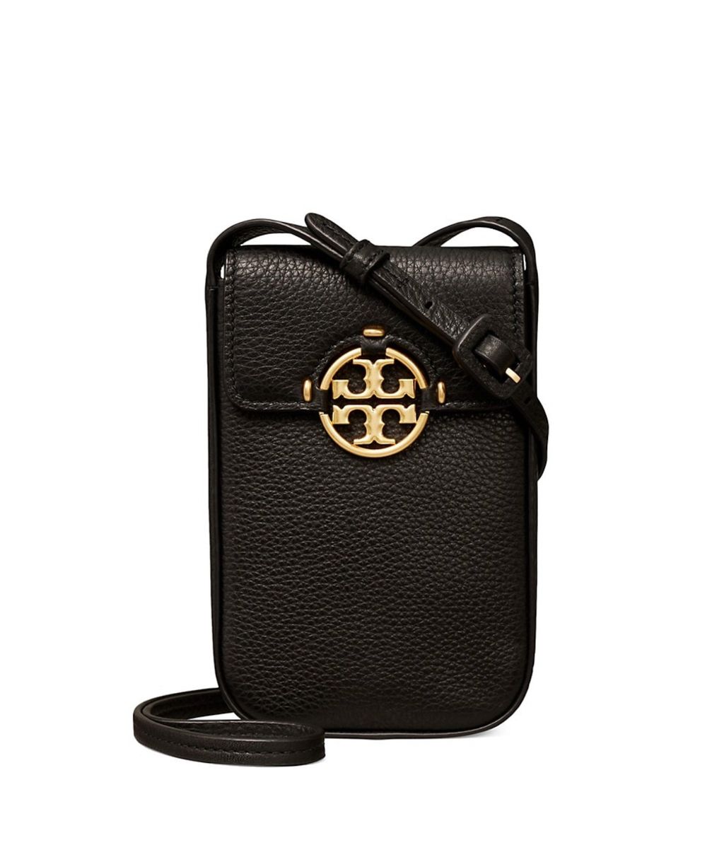 Tory Burch Robinson Mixed-materials Phone Crossbody in Black