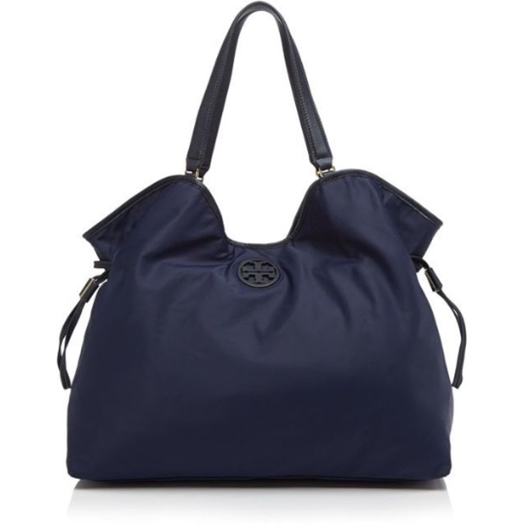 Tory Burch Slouchy Nylon Tote Bag Tory Navy, $325, Neiman Marcus