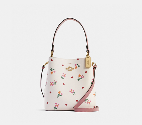 Coach Small Town Bucket Bag With Heart Petal Print C7976 – Luxe Paradise