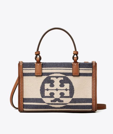 Tory Burch Ella Mini Striped Canvas Tote Bag