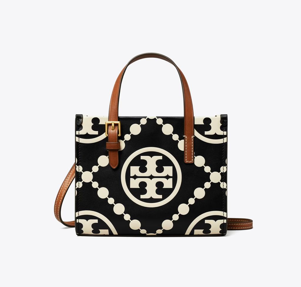 Tory Burch Mini T Monogram Contrast Embossed Bag in Pink