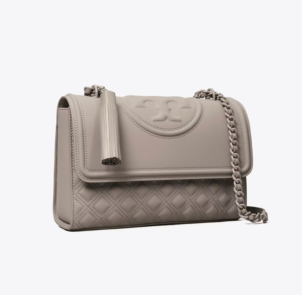 Tory Burch Fleming Matte Chain Wallet Handbags Gray Heron : One Size