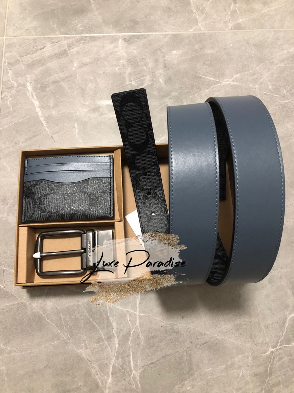 Coach Boxed Card Case And Belt Gift Set In Colorblock Signature Canvas C8278 Luxe Paradise