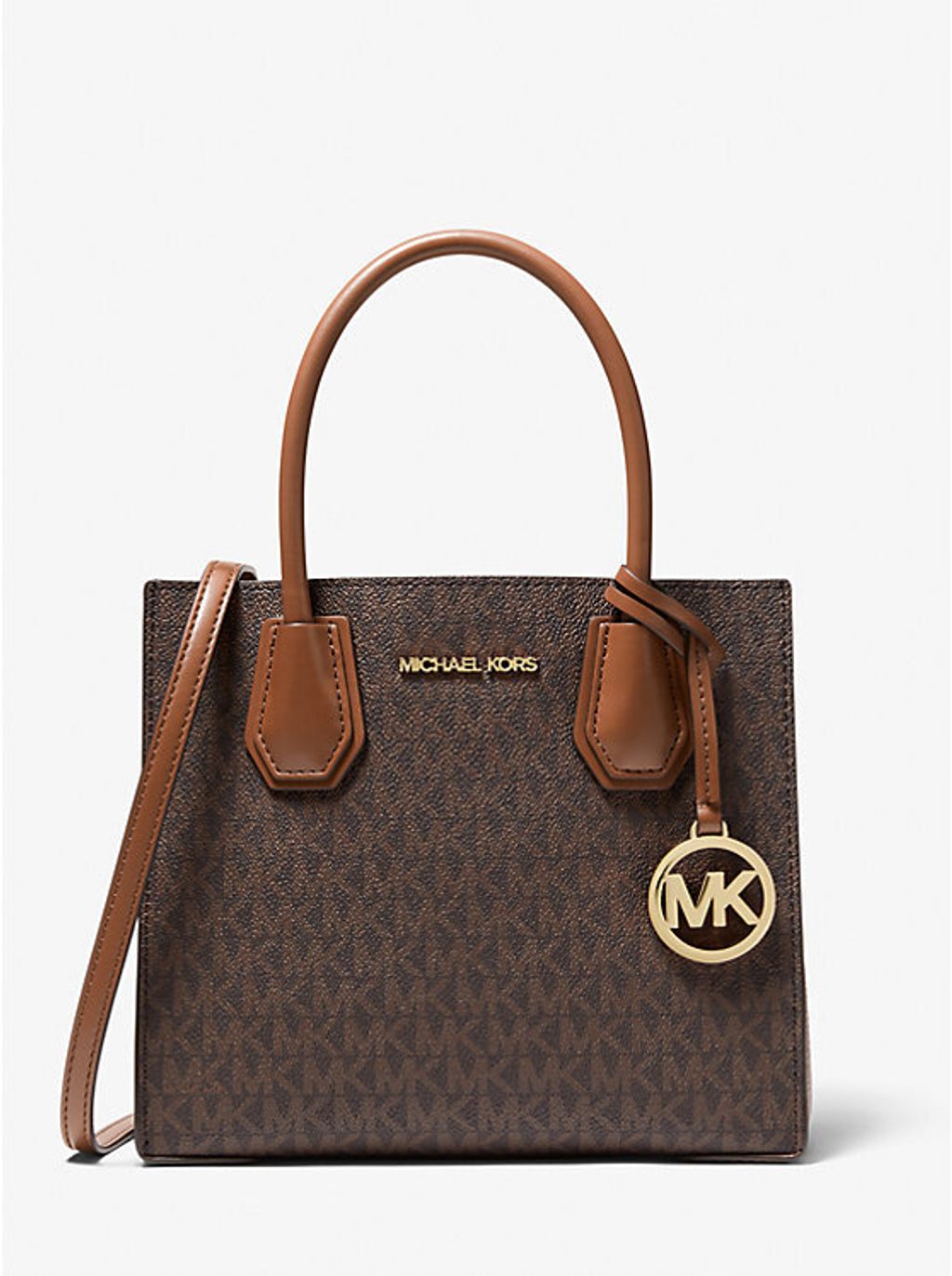 Michael Kors Mercer Medium Logo and Leather Accordion Crossbody Bag Luxe Paradise
