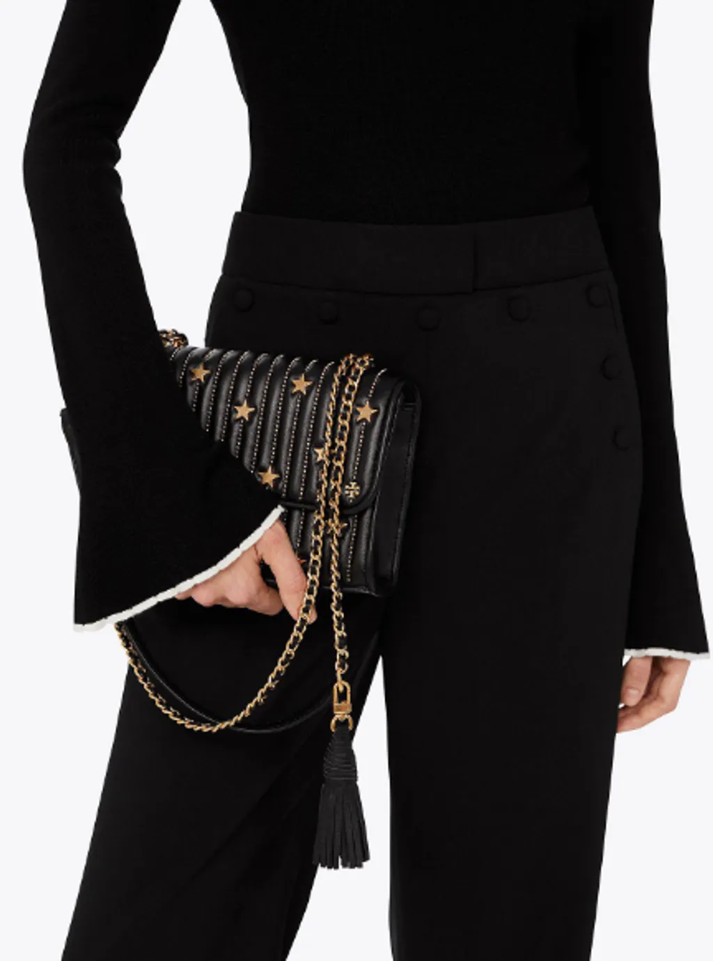 Fleming star stud small convertible shoulder bag Tory Burch Leather Fleming Star Stud Small Convertible Shoulder In Black Lyst