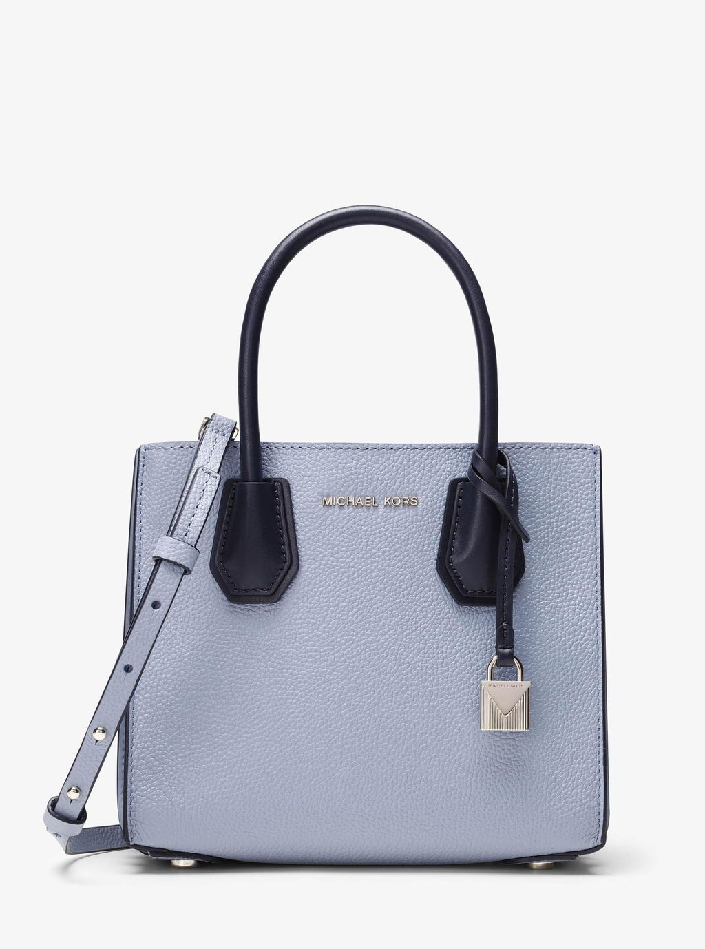 Michael Kors Small Mercer Tri-color Pebbled Leather Belted Satchel