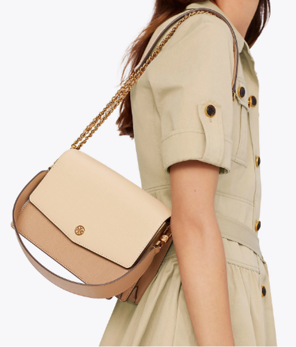 Total 38+ imagen tory burch robinson color block convertible shoulder