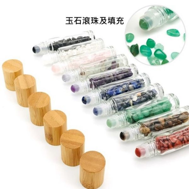 水晶玉石頭+碎石透明瓶+高級竹蓋