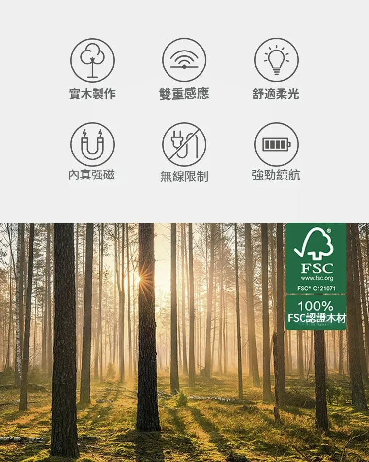 智能人體感應燈 原木小夜燈 磁吸充電壁燈