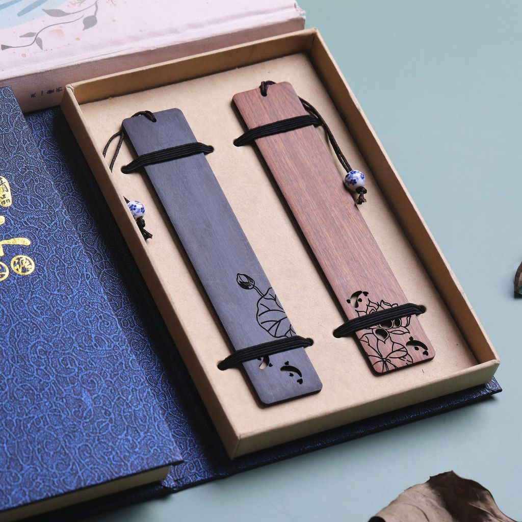 荷花書籤 原木書籤