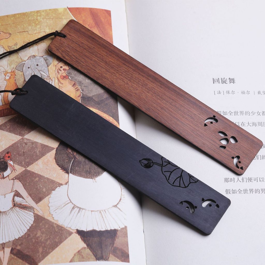 荷花書籤 原木書籤