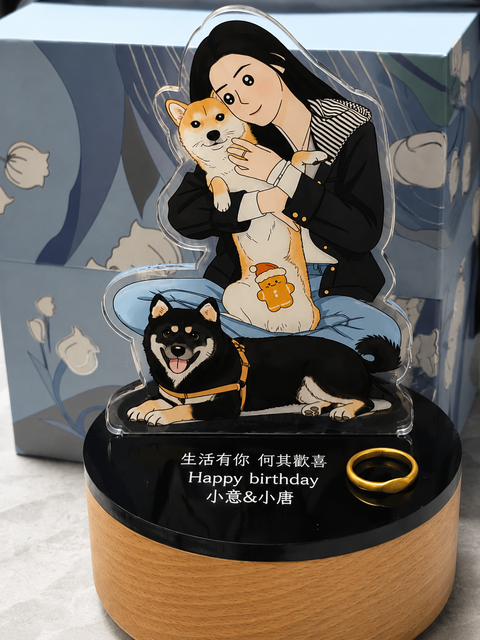 客製化 壓克力手繪音樂盒｜生日禮物 結婚紀念禮 畢業禮物 友誼紀念｜來圖訂製 文字印刷 可選音樂