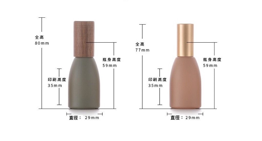 櫸木蓋滾珠瓶 10ML 尺寸圖