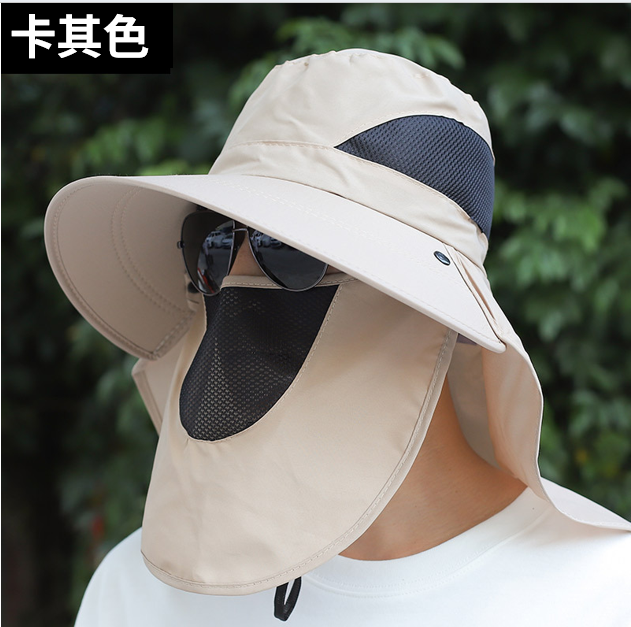 披肩防曬帽  滌棉速乾透氣  客製化 印刷、刺繡  卡其色