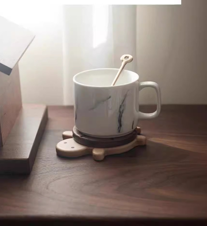 黑胡桃 實木 磁吸烏龜隔熱杯墊防熱杯墊