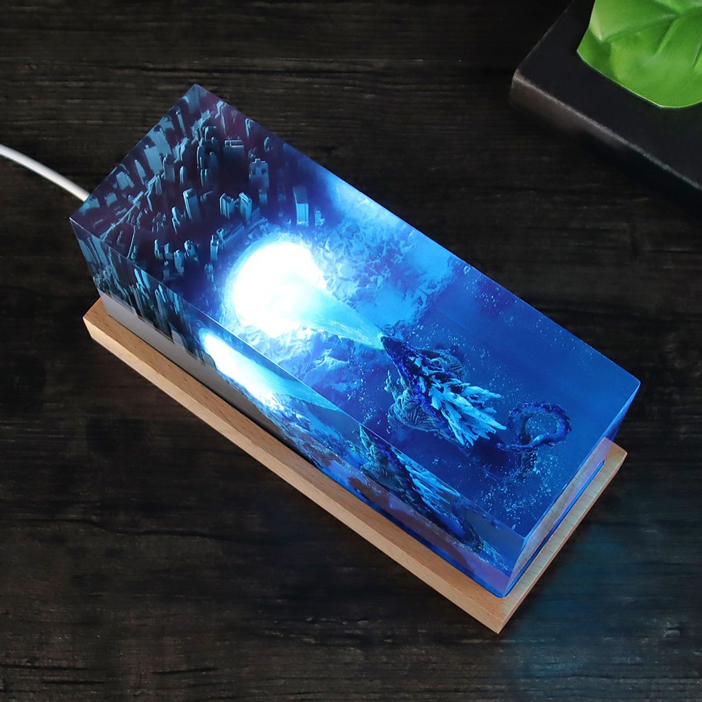 哥斯拉造型夜燈 樹脂工藝LED擺件