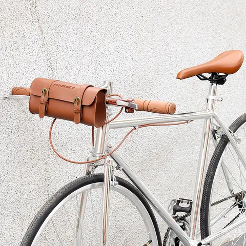 PU皮革 車前袋 自行車前掛包 收納包 復古風 可加印logo 客製化