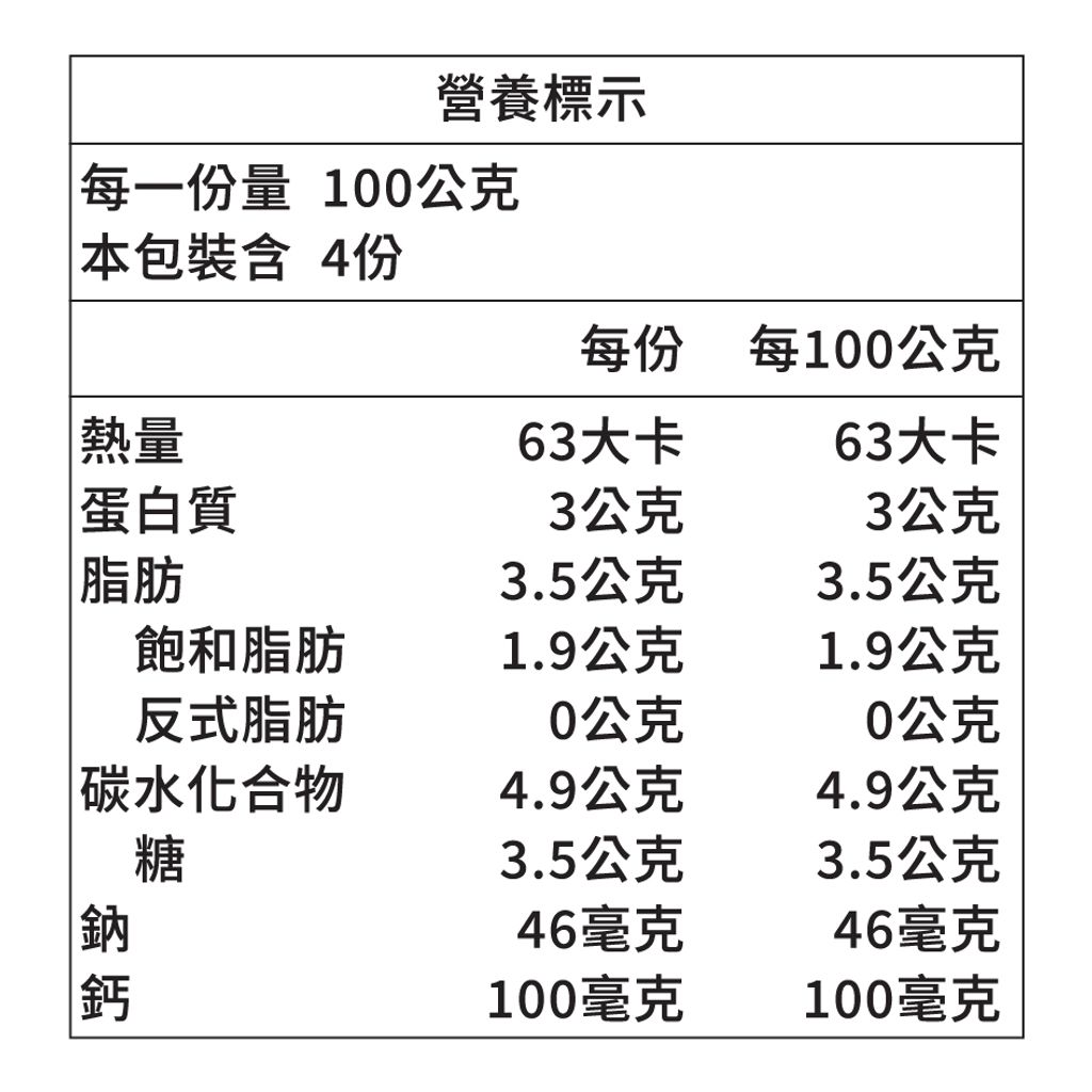 大優格營養標示