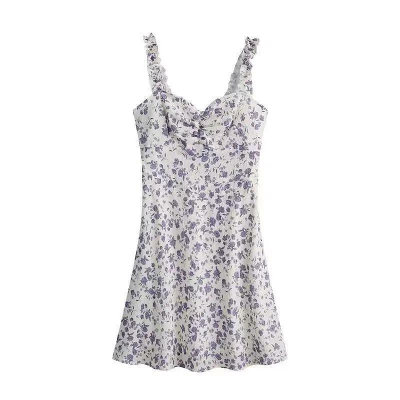 碎花吊带连衣裙+针织防晒开衫1