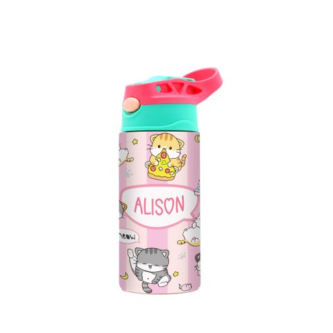 DK -  WaterBottle - Pink green - Fun Kitty
