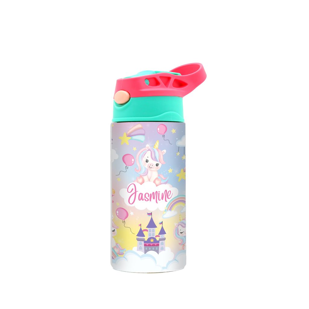 DK -  WaterBottle - Pink green - Unicorn Castle