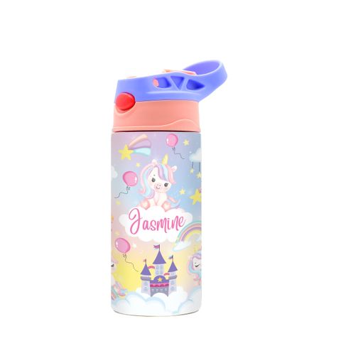 DK -  WaterBottle - Pink Purple - Unicorn Castle