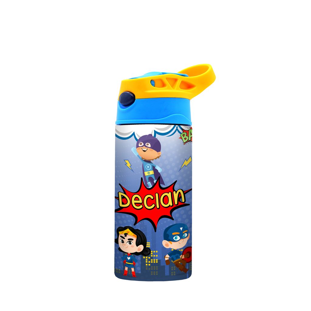 DK -  WaterBottle - Yellow Blue - Superheroes
