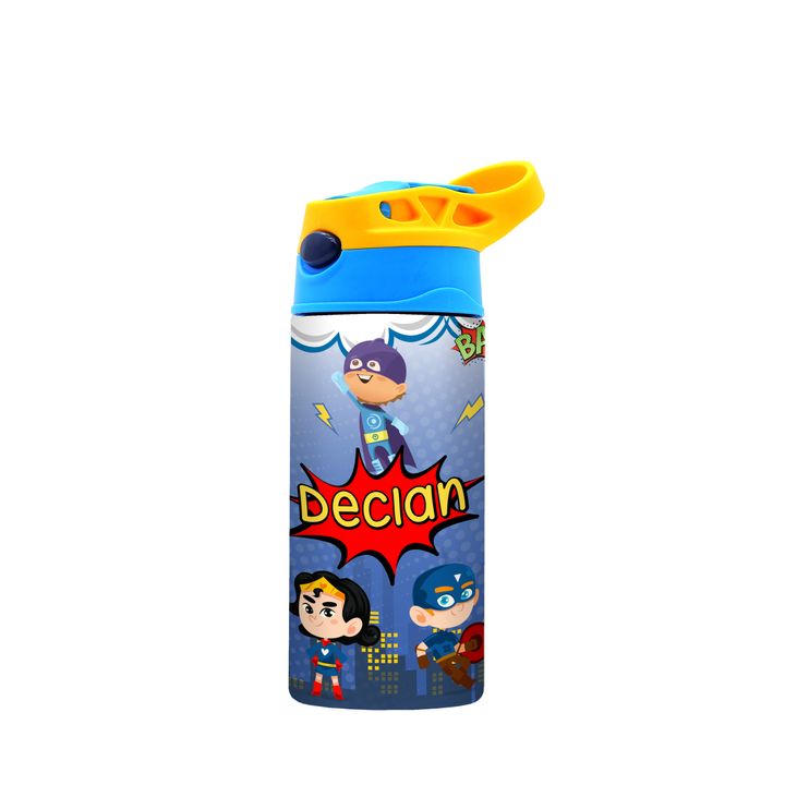 DK -  WaterBottle - Yellow Blue - Superheroes
