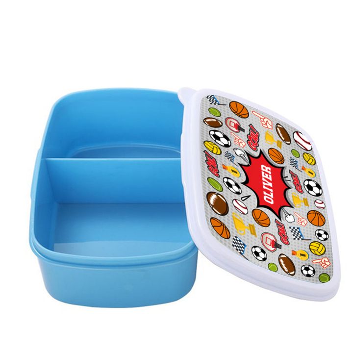 DK - Lunch Box light blue -open lid - Sports