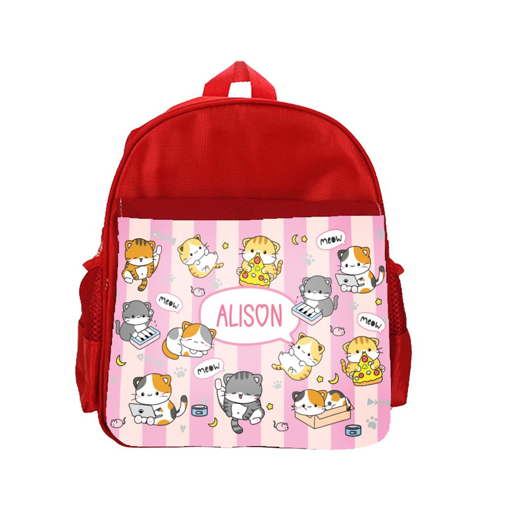DK - Backpack - Red - Fun Kitty