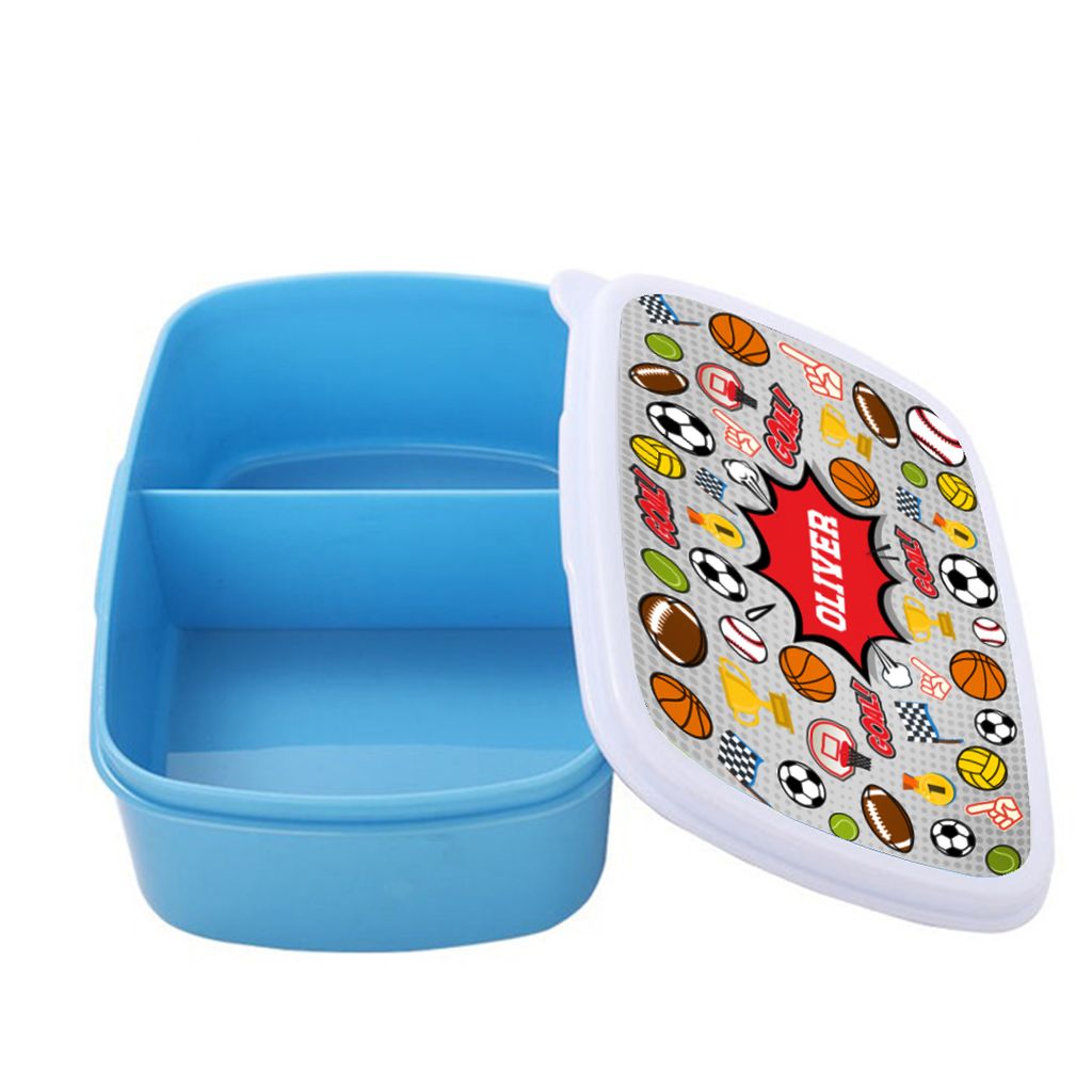 DK - Lunch Box light blue -open lid - Sports