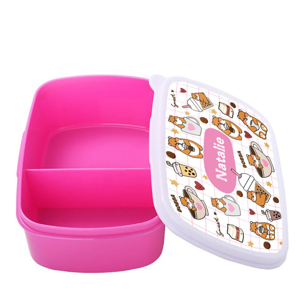 DK - Lunch Box pink -open lid -  Bobba Bear - Girl