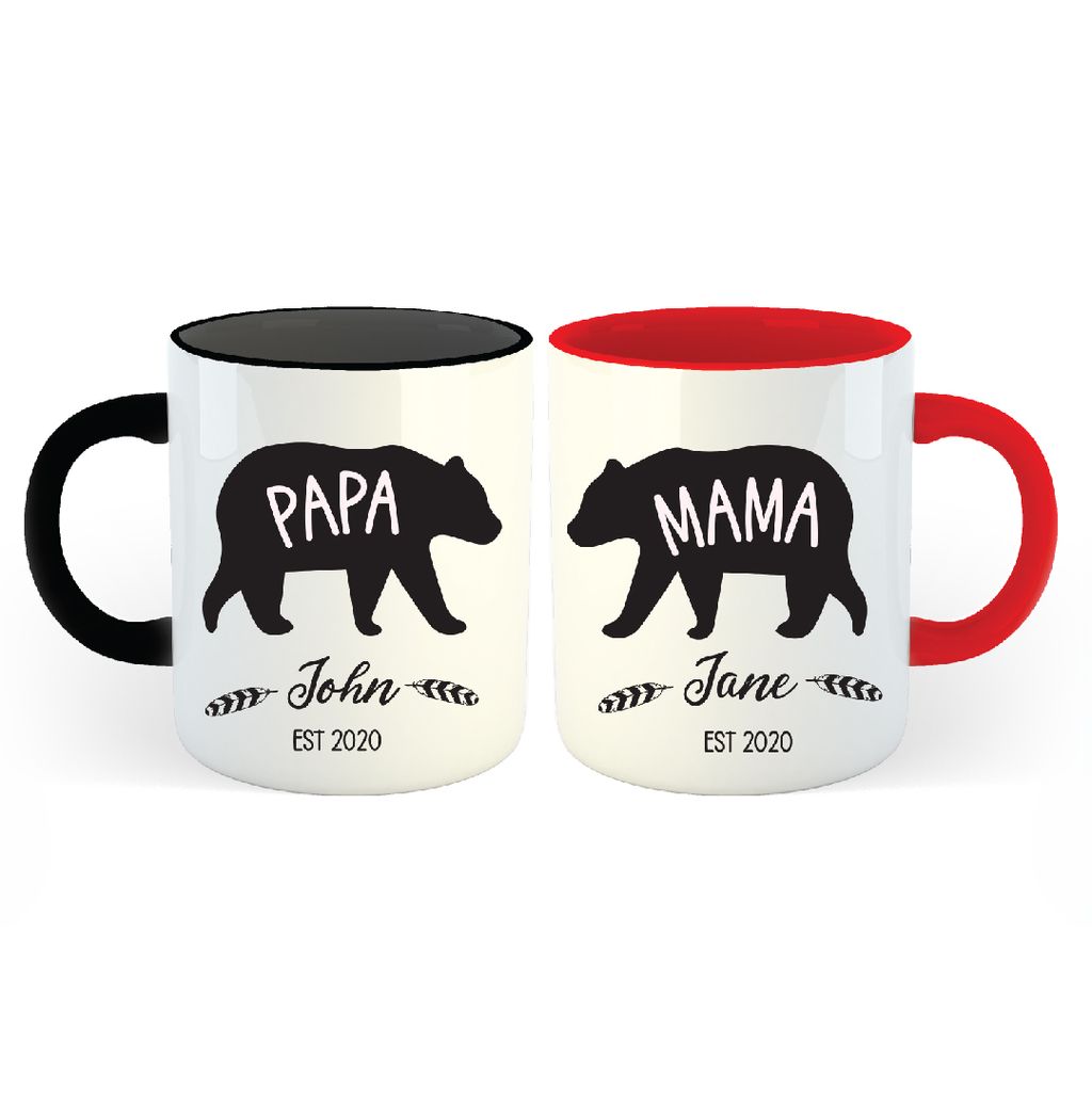 Mama Bear, Papa Bear Couples Mug - Funny Couple Mug - (2) 11OZ Coffee Mug -  Funny Mug Set - Mugs For boyfriend and Girlfriend and Husband and wife - By  