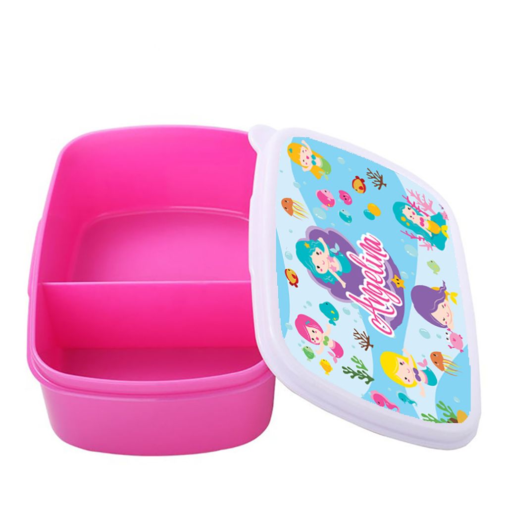 DK - Lunch Box pink - open lid - mermaid 02