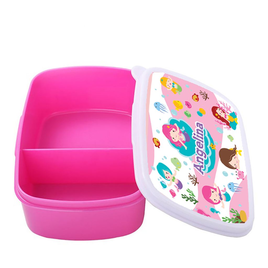 DK - Lunch Box pink - open lid - mermaid 01