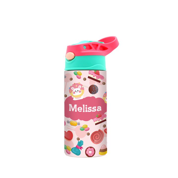 DK -  WaterBottle - Pink green - sweet bunny - 01