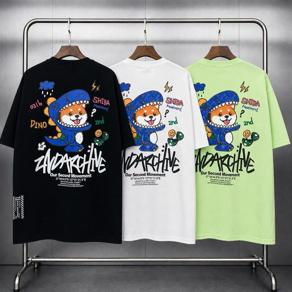 2nd-archive-shiba-dino-graffiti-oversized-tee-mint-black-white-joice-korea4