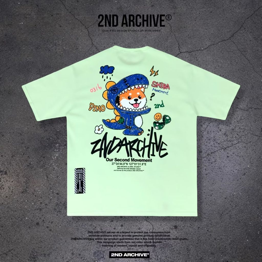 2nd-archive-shiba-dino-graffiti-oversized-tee-mint-black-white-joice-korea14
