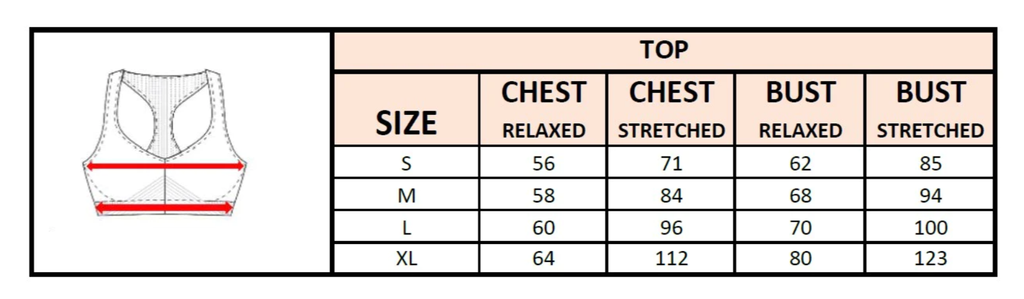 support sports bra size chart
