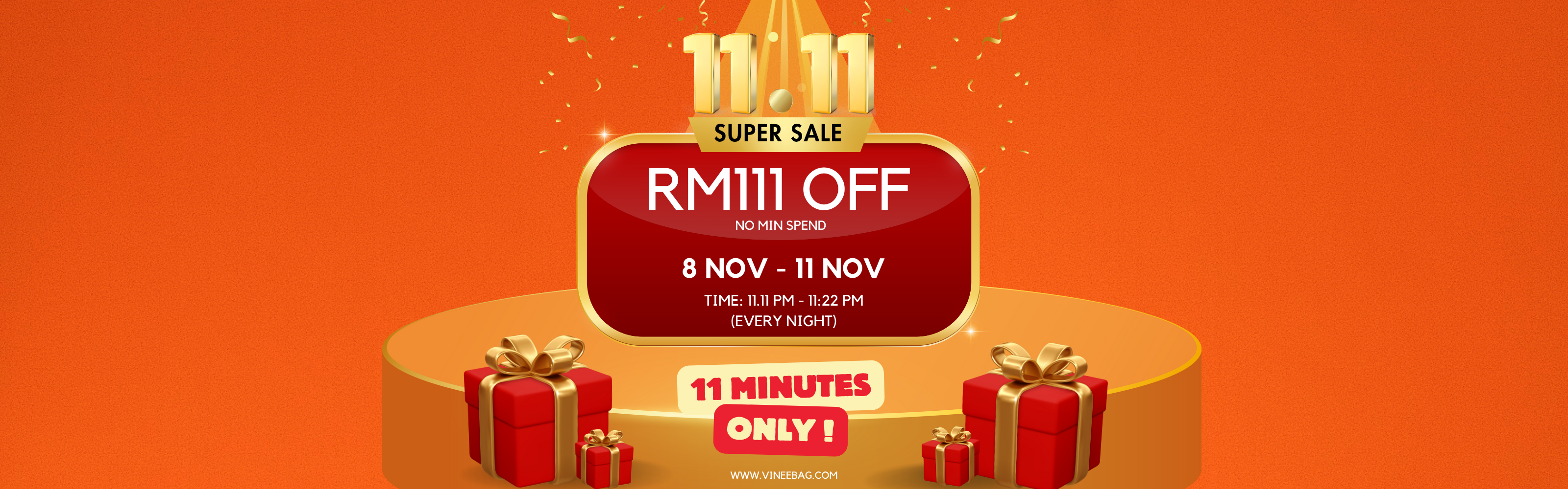 Orange and Red Festive 11.11 Sale Instagram Post (1200 x 630 px) (3200 x 1000 px)