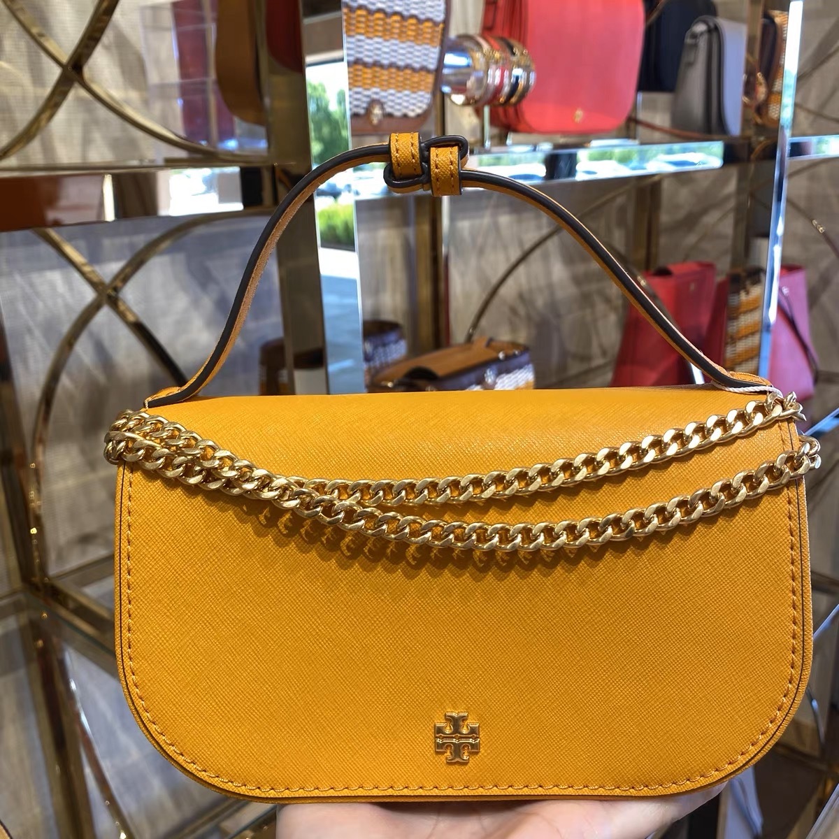 Tory Burch Cream Brown Climbing Palms Emerson Leather Top-Handle Crossbody  Bag, Best Price and Reviews